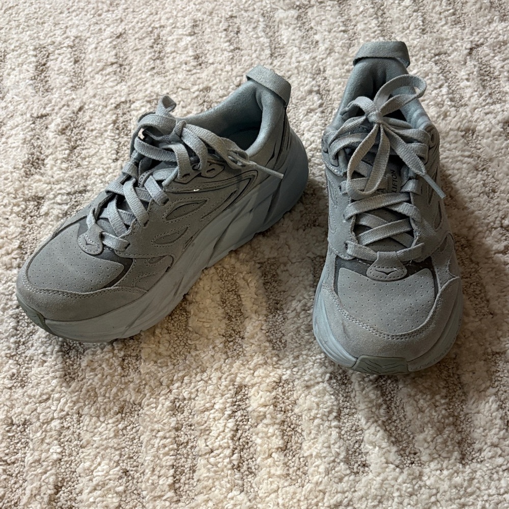 Hoka Clifton suede sneakers